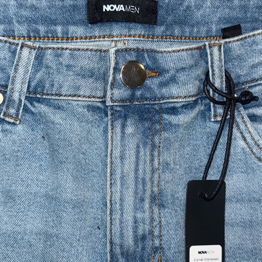 Fashion Nova Blue Skinny Jeans with Distressed Detailing - Picture 4 of 6